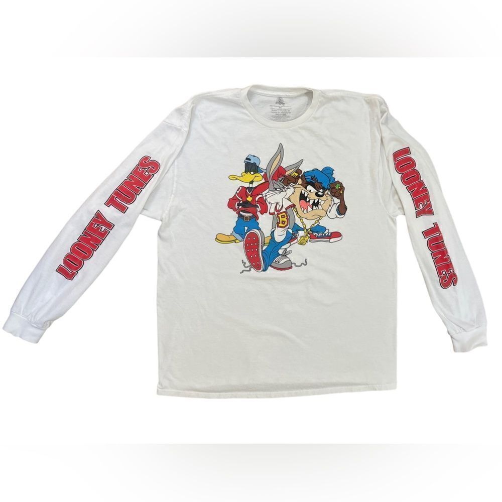 Vintage Looney Tunes Graphic Long Sleeve White Shirt - Picture 1 of 9